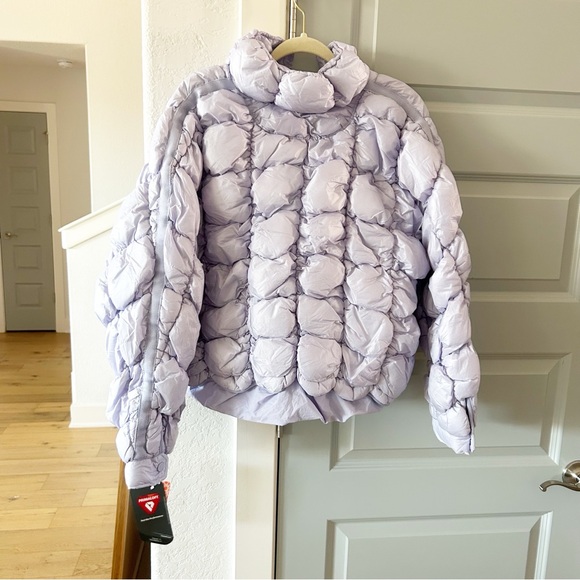 NWT Free People Scrunchy Glossy Pippa Packable Puffer Jacket Purple Heather - Picture 4 of 5